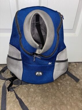 AG Pet Carrier Blue and Gray Outdoor Backpack for Small Cats/Dogs